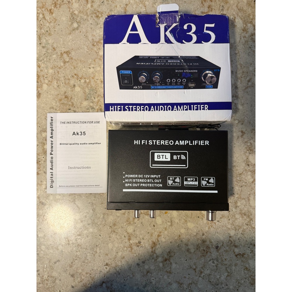 Ak35 HiFi Stereo Audio Amplifier Bluetooth FM Radio USB MP3 110V-240V Black